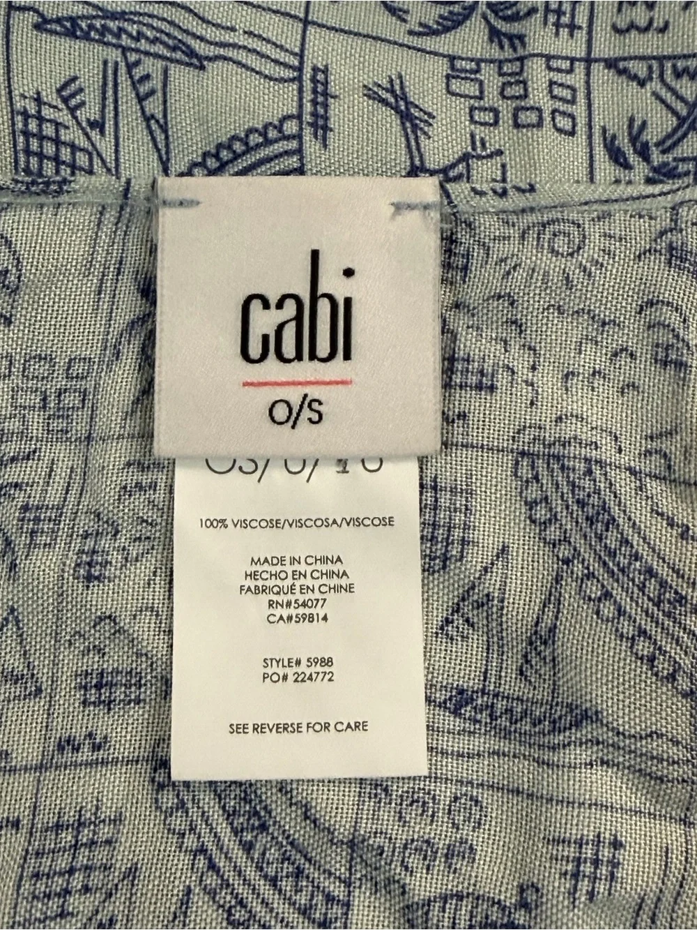 CAbi Beach Club Kimono Cover-Up Oversized Swim Tropical Duster Layer 5988